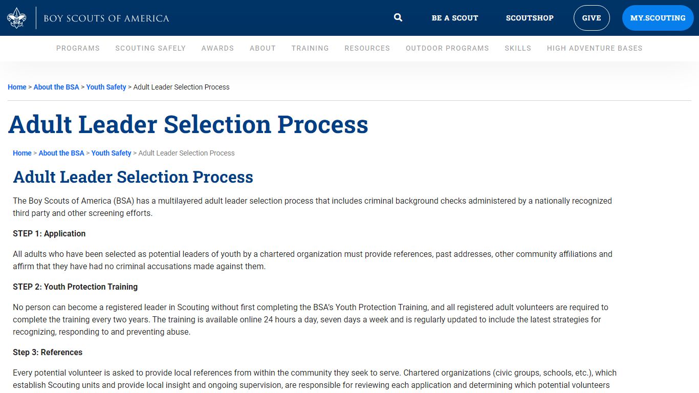 Adult Leader Selection Process | Boy Scouts of America