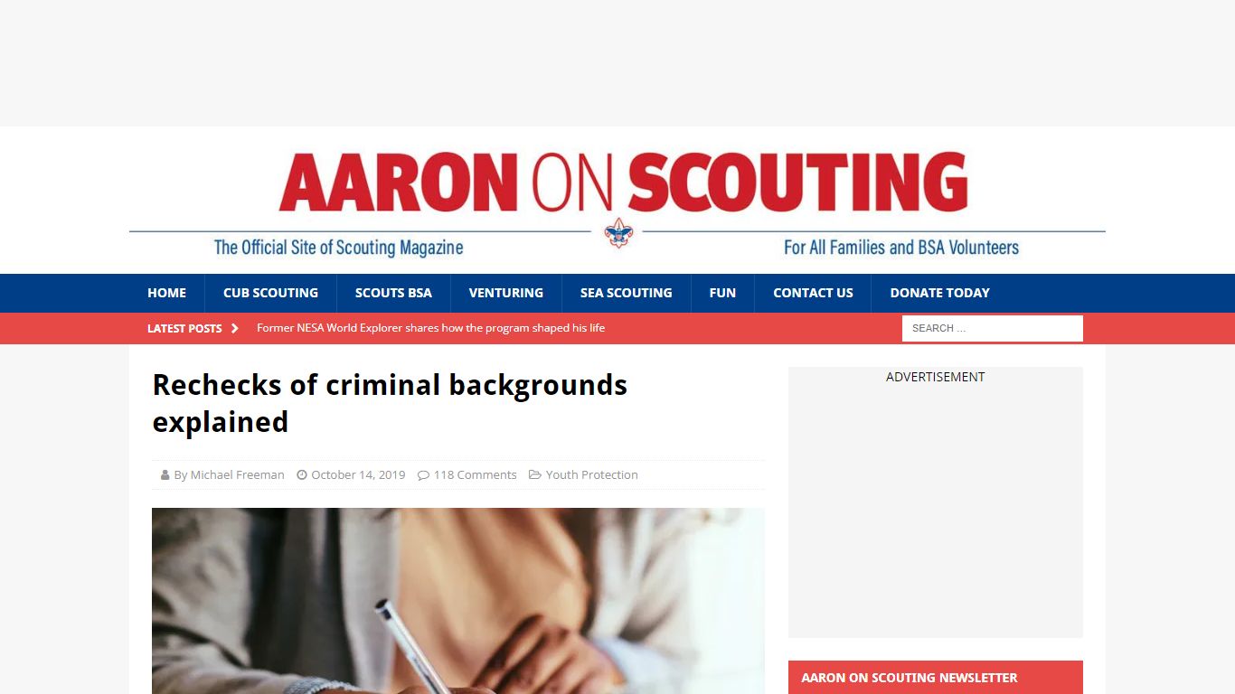 Rechecks of criminal backgrounds explained - Aaron On Scouting